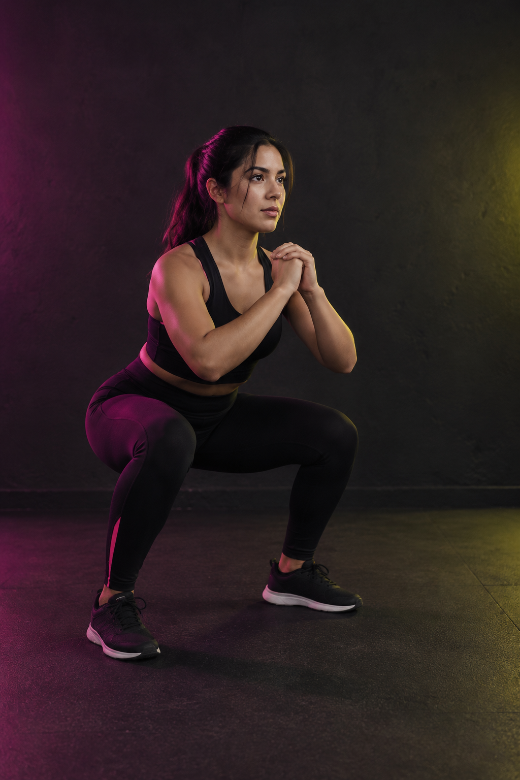 Una mujer realiza una sentadilla durante un entrenamiento funcional